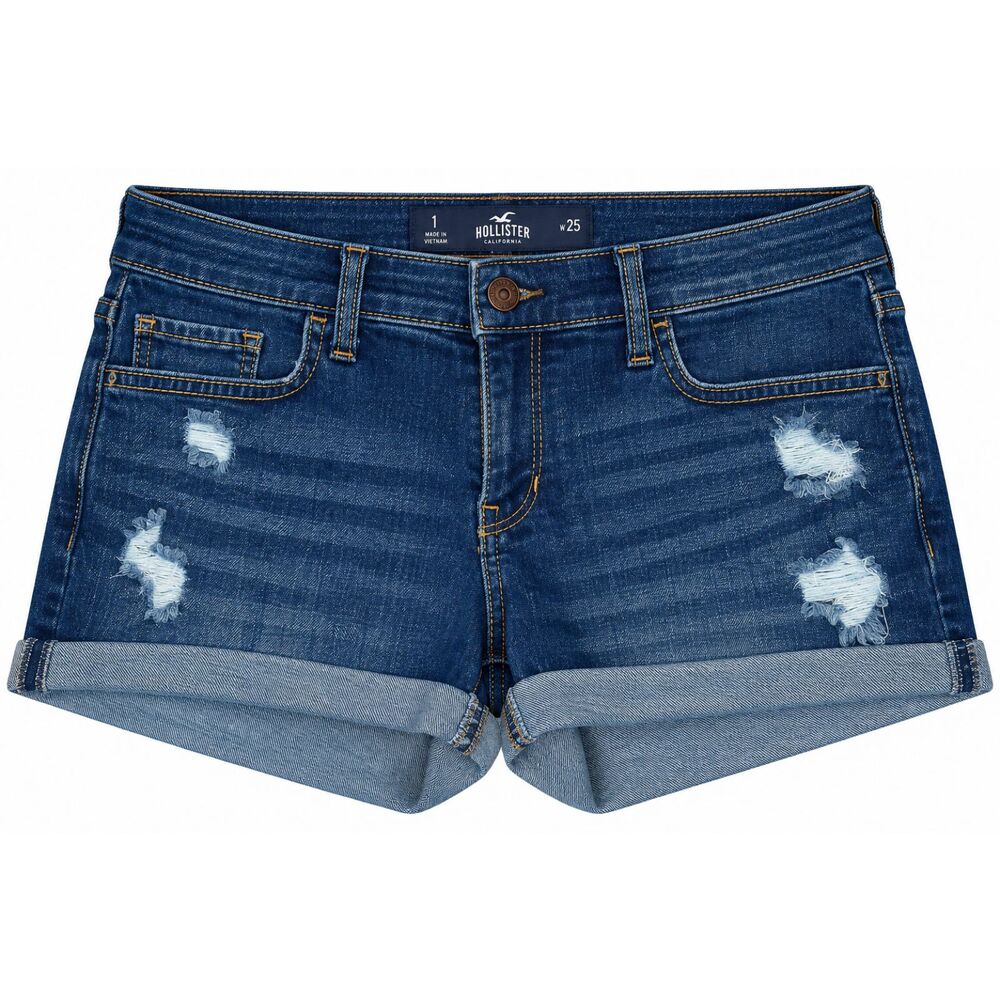 Hollister Low Rise Concert Festival Coastal Everyday Wear Y2K Denim Shorts